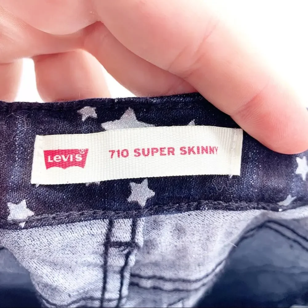 Levi’s 710 Super Skinny Glitter Star Print Girls Jeans Size 5/6